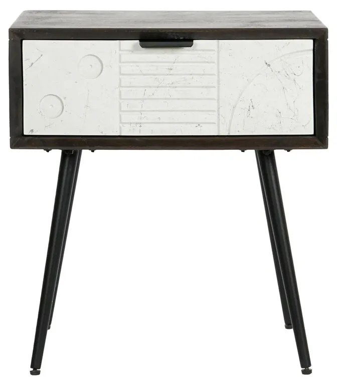 Κομοδίνο DKD Home Decor 45 x 38 x 50 cm Μαύρο Μέταλλο Λευκό Ξύλο από Μάνγκο Wengue