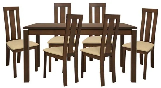 Σετ Τραπεζαρίας C10090 7τμχ Καρυδί με Τραπέζι Ανοιγόμενο & 6 Καρέκλες