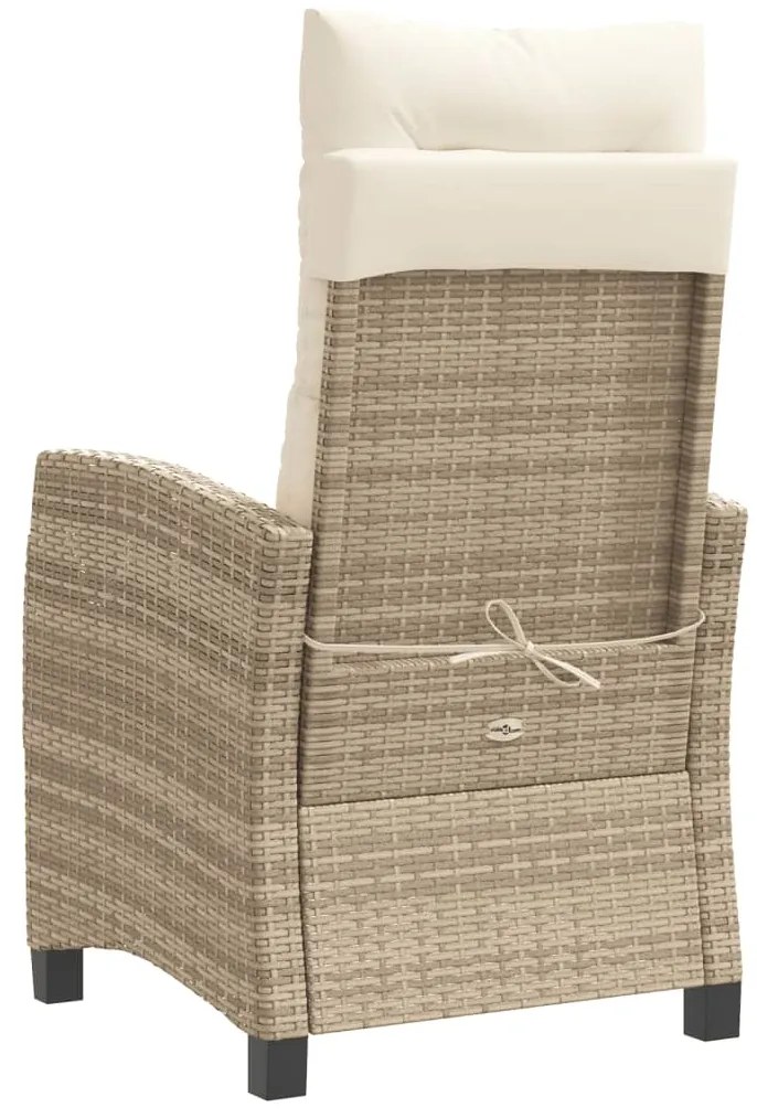 vidaXL Πολυθρόνες Κήπου Ανακλ/νες 2 τεμ. Μπεζ Συνθ. Ρατάν + Μαξιλάρια