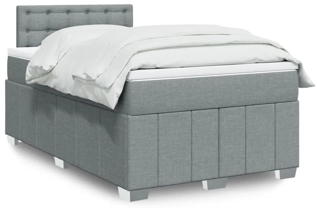 vidaXL Κρεβάτι Boxspring με Στρώμα Ανοιχτό Γκρι 120x190 εκ. Υφασμάτινο