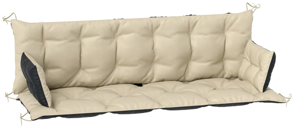 Outsunny Σετ μαξιλαριών εξωτερικού χώρου για πάγκο ή κούνια Hollywood, δίχρωμο, πολυεστέρας, αφρός, 180 x 110 x 8 cm, Μπεζ+Μαύρο