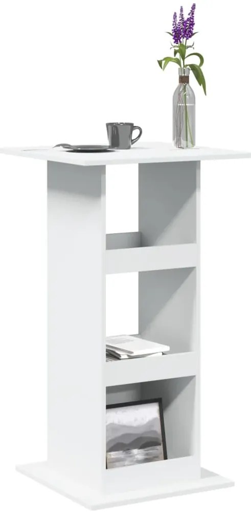 Τραπέζι Μπαρ με Ράφια Λευκό 60x60x102 εκ. Επεξεργ. Ξύλο