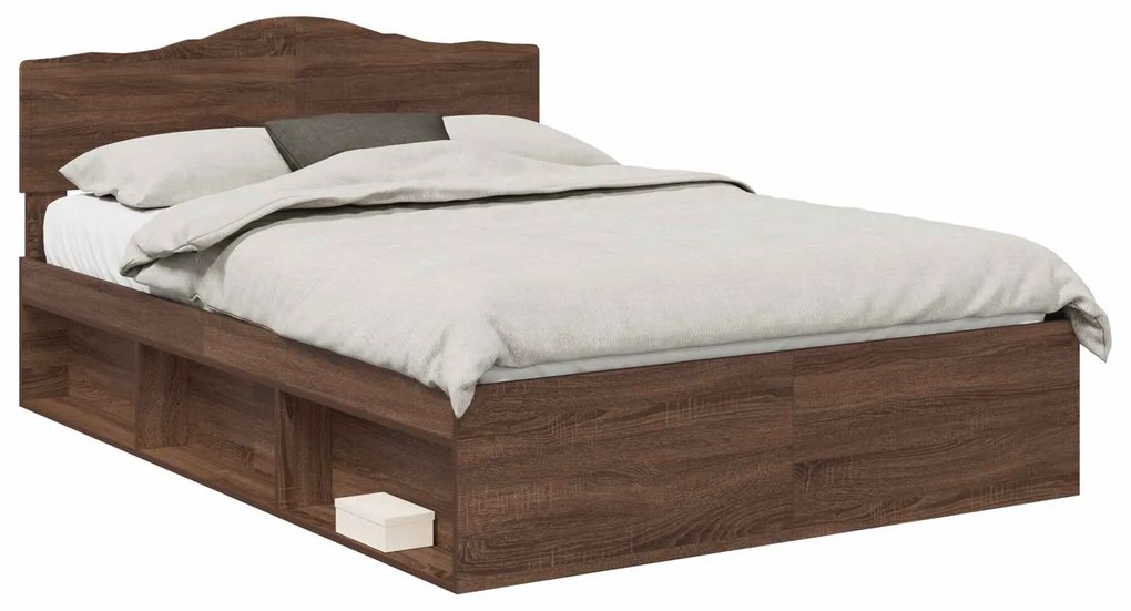 vidaXL Σκελετός Κρεβατιού Καφέ δρυς 140 x 200 cm Στερεά ξυλεία πεύκου