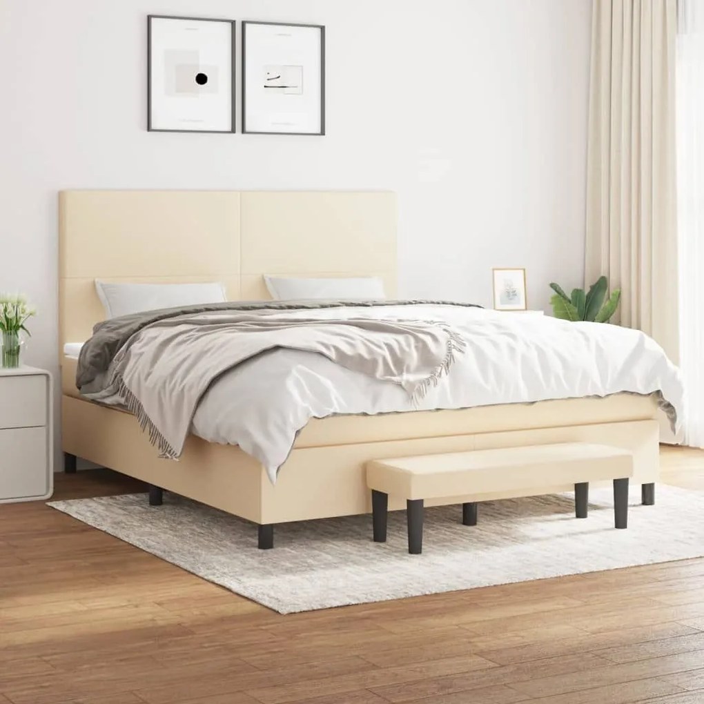 ΚΡΕΒΑΤΙ BOXSPRING ΜΕ ΣΤΡΩΜΑ ΚΡΕΜ 180X200 ΕΚ. ΥΦΑΣΜΑΤΙΝΟ 3136458