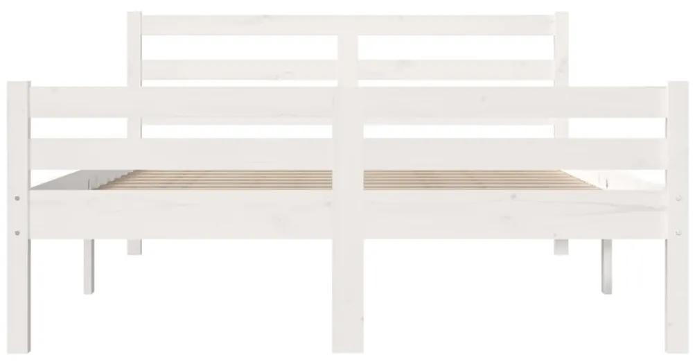 Πλαίσιο Κρεβατιού Λευκό 150 x 200 εκ. Μασίφ Ξύλο King Size - Λευκό