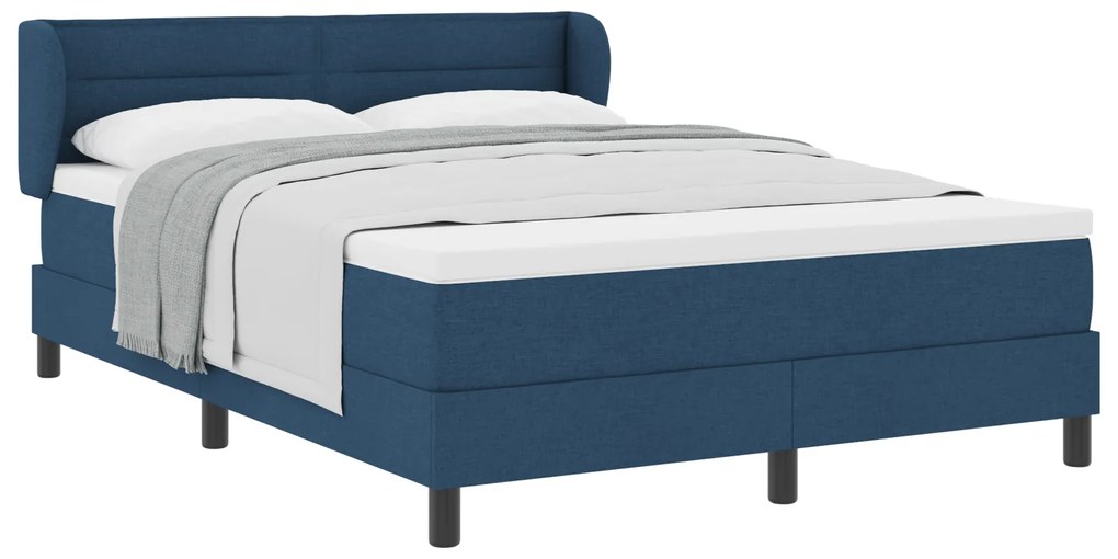 vidaXL Κρεβάτι Box Spring με Στρώμα Μπλέ 160x200 εκ Υφασμάτινο