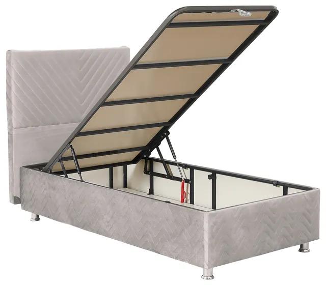 Κρεβάτι Rizko pakoworld μονό με αποθηκευτικό χώρο κρεμ 120x200εκ