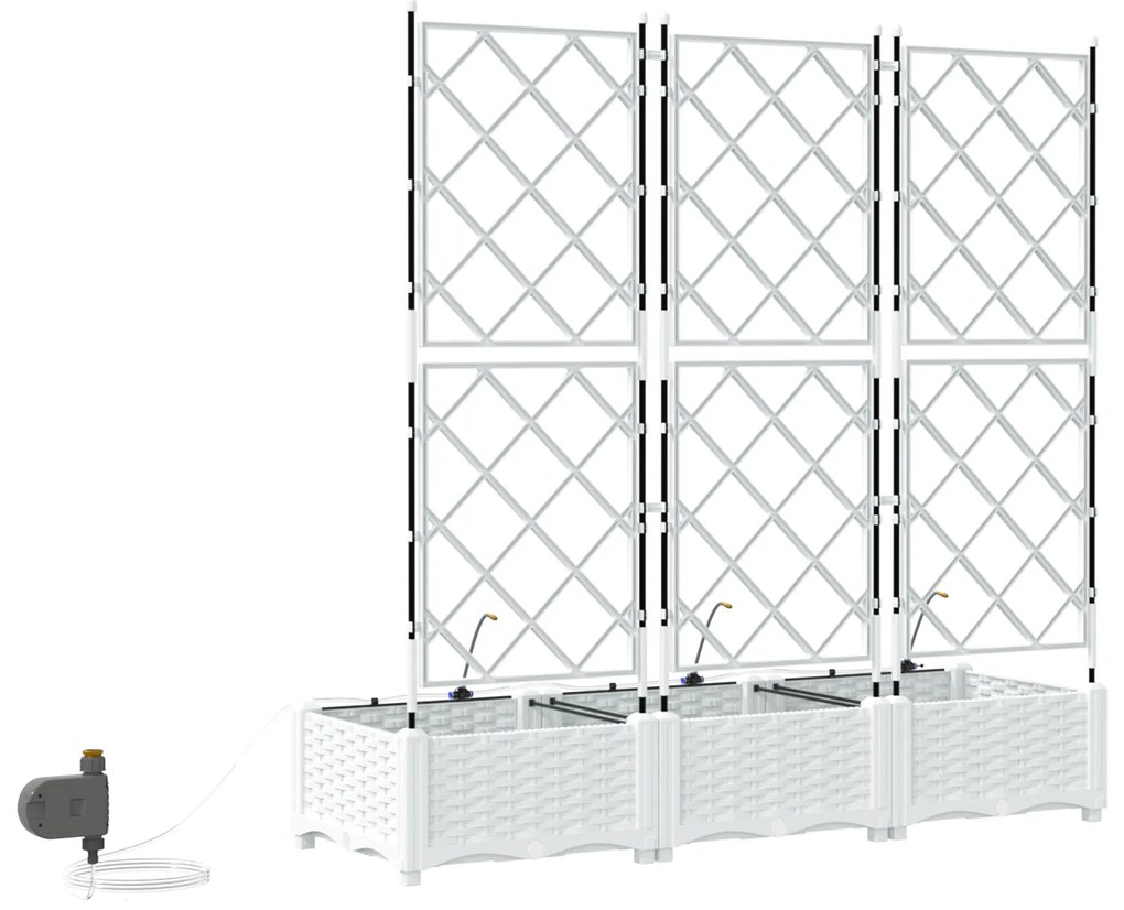 vidaXL Γλάστρες Κήπου 1 τεμ Καφασωτό Λευκό 120 x 40 x 126 cm Πλαστικό