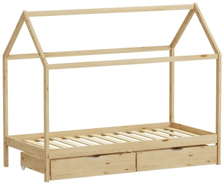 Παιδικό κρεβάτι Mellin τ.Montessori με 2 συρτάρια pakoworld ξύλο πεύκου σε φυσική απόχρωση 90x190εκ