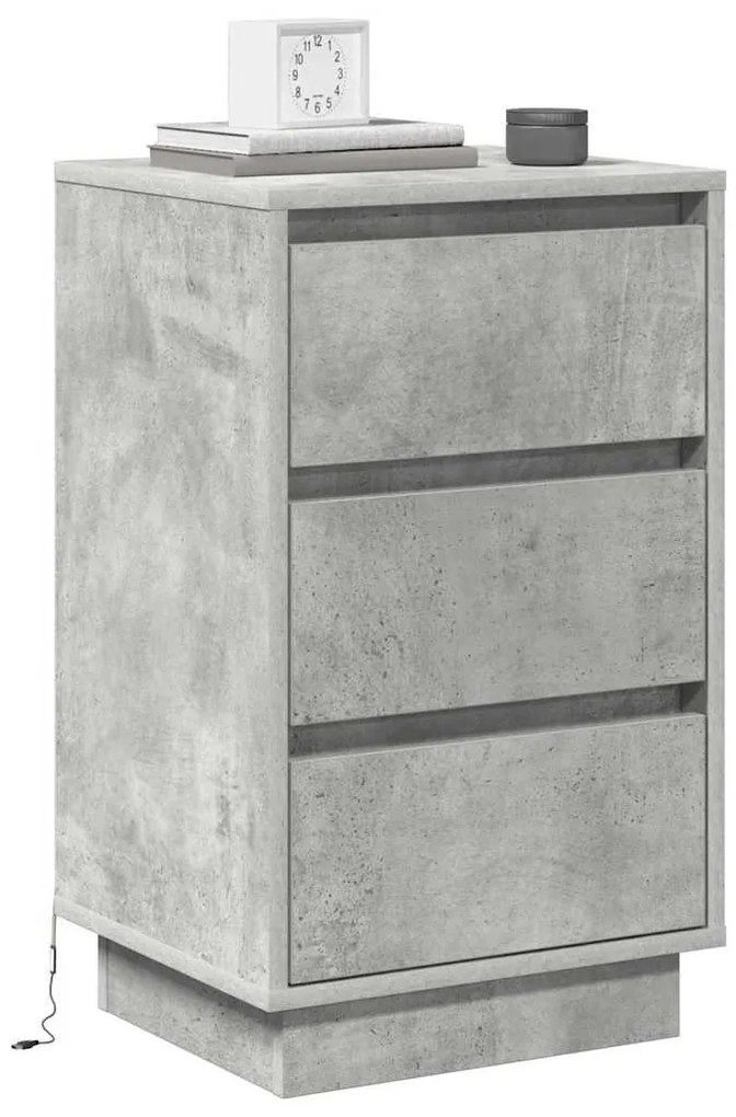 vidaXL Κομοδίνο Σκυρόδεμα Γκρι 39 x 34,5 x 65 εκ. Επεξεργασμένο ξύλο