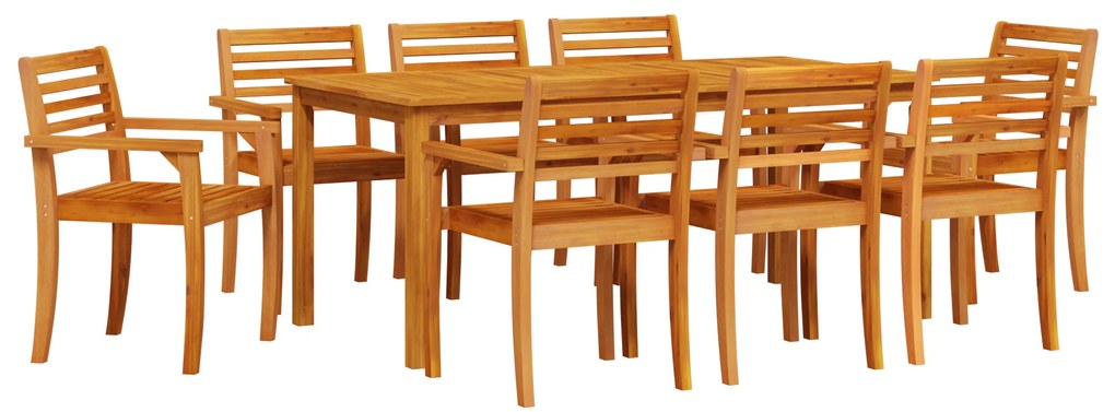 vidaXL Σετ Τραπεζιού 9 pcs Φυσικό 180 x 90 x 75 cm Μασίφ ξύλο ακακίας