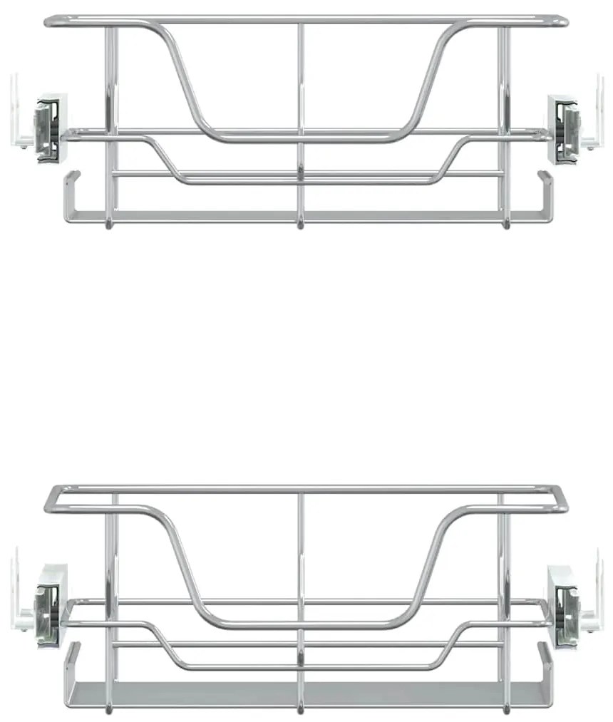 vidaXL Καλάθια Συρμάτινα Συρόμενα 2 Τεμ. Ασημί 45 εκ.