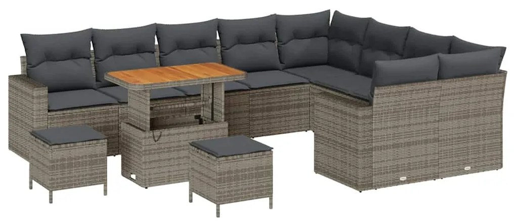 vidaXL Σετ Καναπέ Κήπου με μαξιλάρι 12 pcs Γκρι 90 x 55 x 71 cm