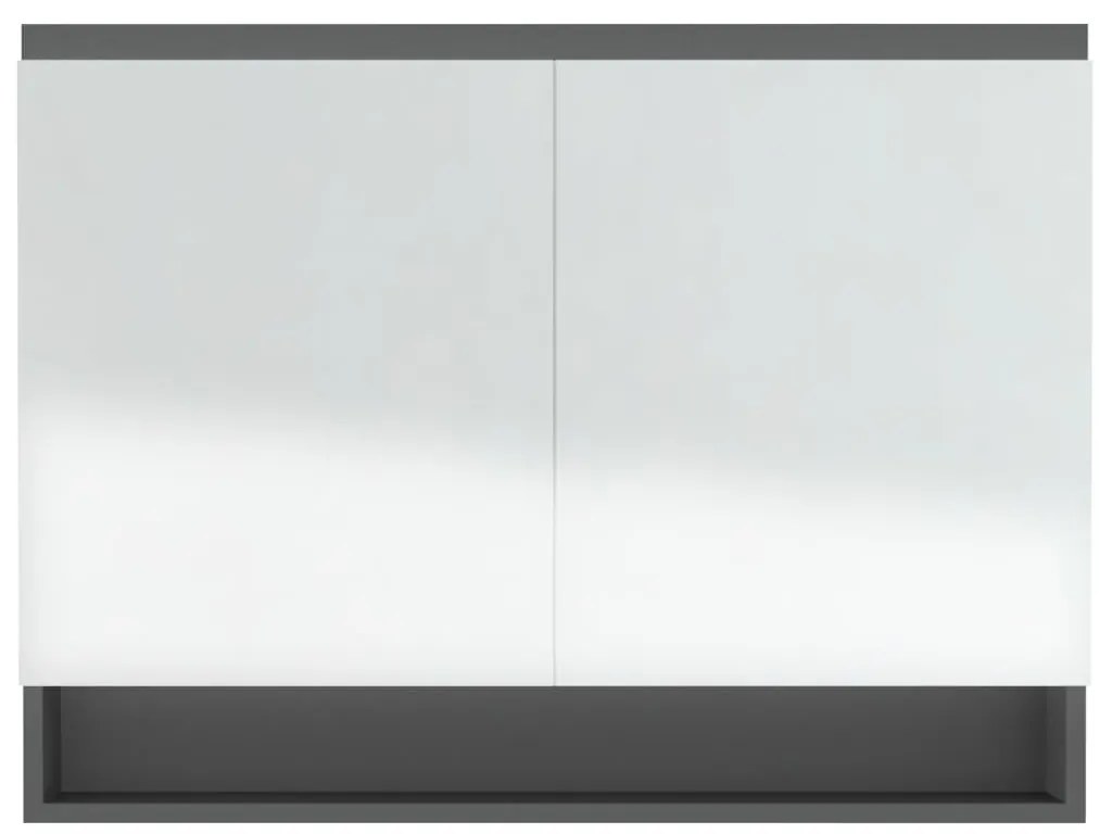vidaXL Ντουλάπι Μπάνιου με Καθρέφτη 80x15x60 εκ. Γκρι από MDF