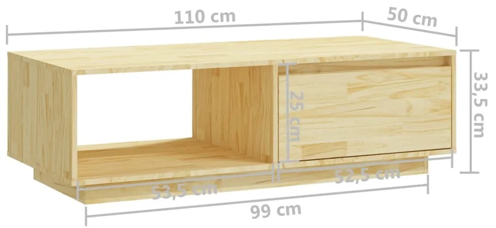 Τραπεζάκι Σαλονιού 110 x 50 x 33,5 εκ. από Μασίφ Ξύλο Πεύκου - Καφέ