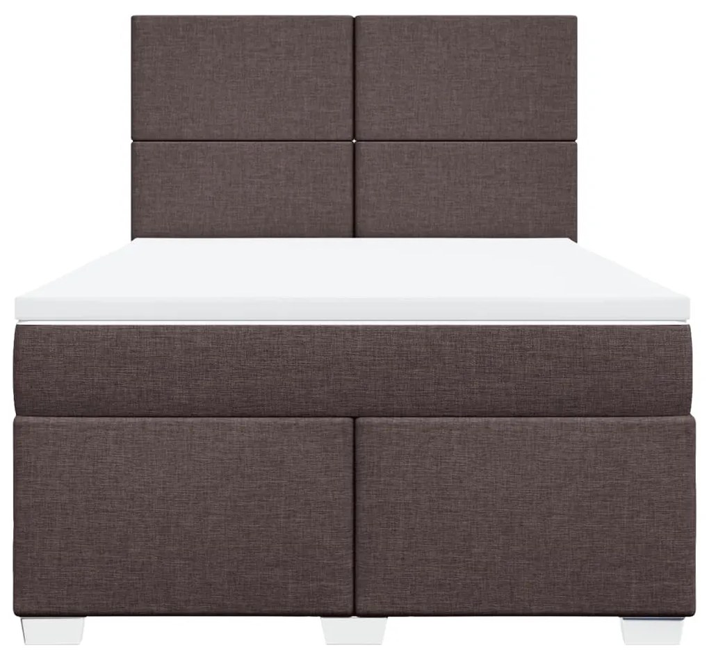 vidaXL Κρεβάτι Boxspring με Στρώμα Σκούρο Καφέ 140x190 εκ. Υφασμάτινο