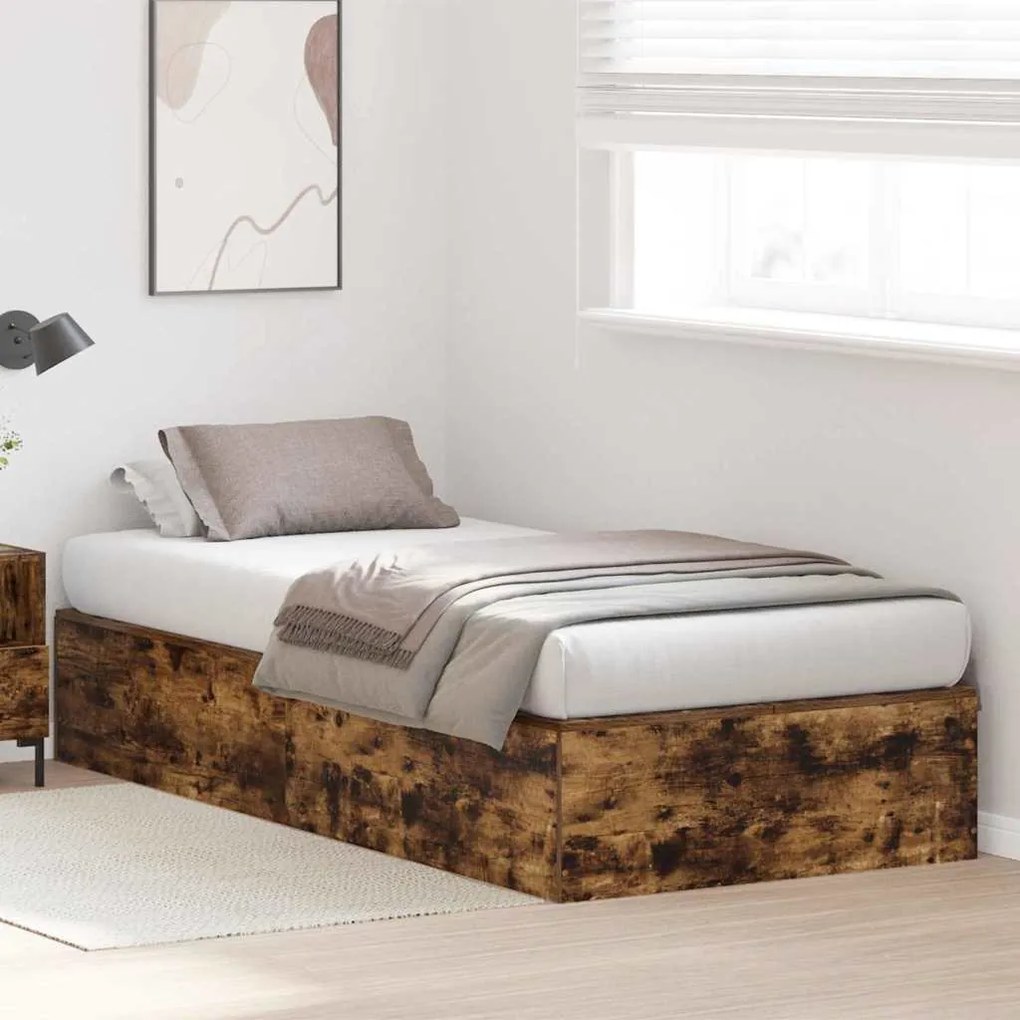 vidaXL Σκελετός Κρεβατιού Καπνιστή δρυς 190 x 90 x 31.5 εκ.