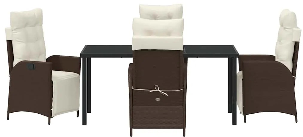 vidaXL Σέτ φαγητού για κήπο με μαξιλάρι 5 pcs Καφέ συνθετικό ρατάν