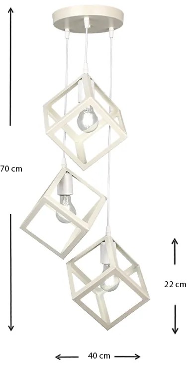 Φωτιστικό οροφής Thora Megapap E27 μεταλλικό τρίφωτο χρώμα λευκό 22x22x70εκ.