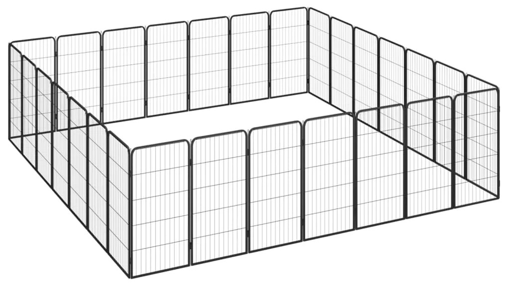 vidaXL Κλουβί Σκύλου 28 Πάνελ Μαύρο 50x100 εκ. Ατσάλι με Βαφή Πούδρας