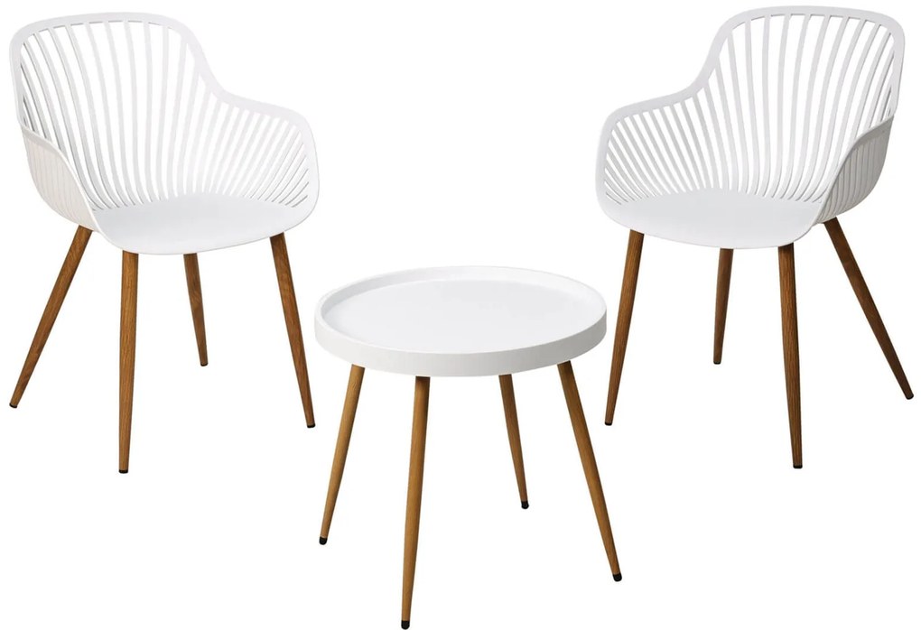 Σετ Βεράντας &amp; Κήπου με Τραπέζι και 2 Καρέκλες - Πολυπροπυλένιο/Μέταλλο - White