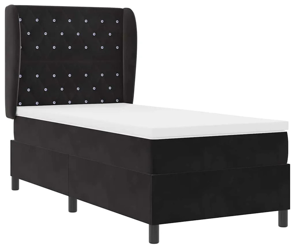 vidaXL Κρεβάτι με ελατήρια με στρώμα Μαύρο 90 x 200 cm Βελούδο