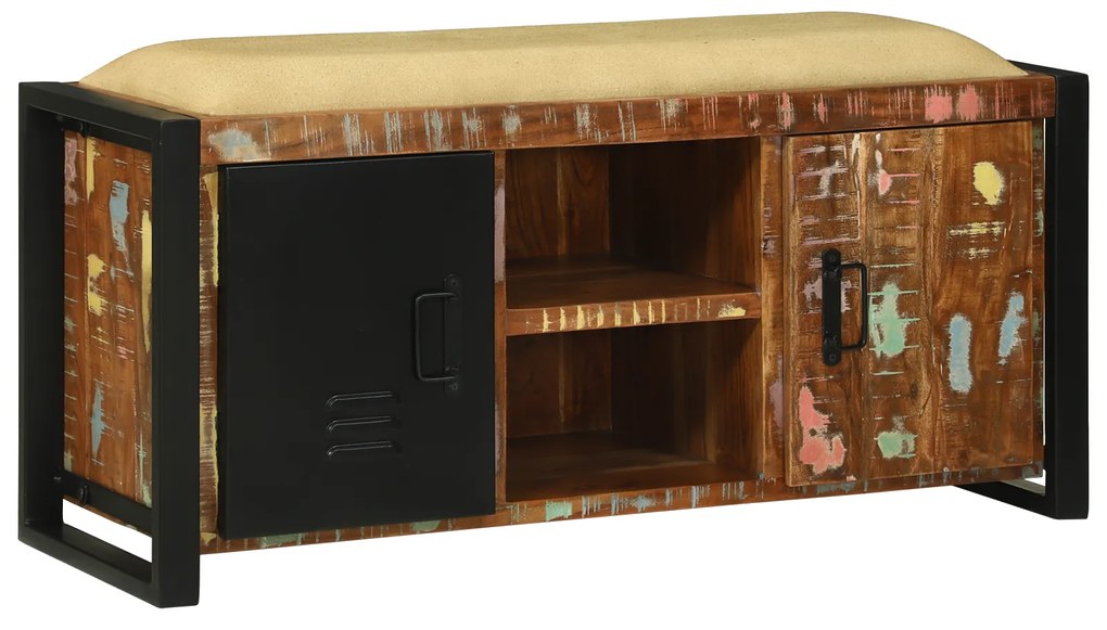 vidaXL Παγκάκι Επίπλου Πολύχρωμο 100x35x50 εκ. Στέρεο Ξύλο Ανακυκλωμένο