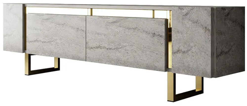 Έπιπλο Τηλεόρασης Yildiz 618BLY1271 180x30x50cm Travertine Grey-Gold