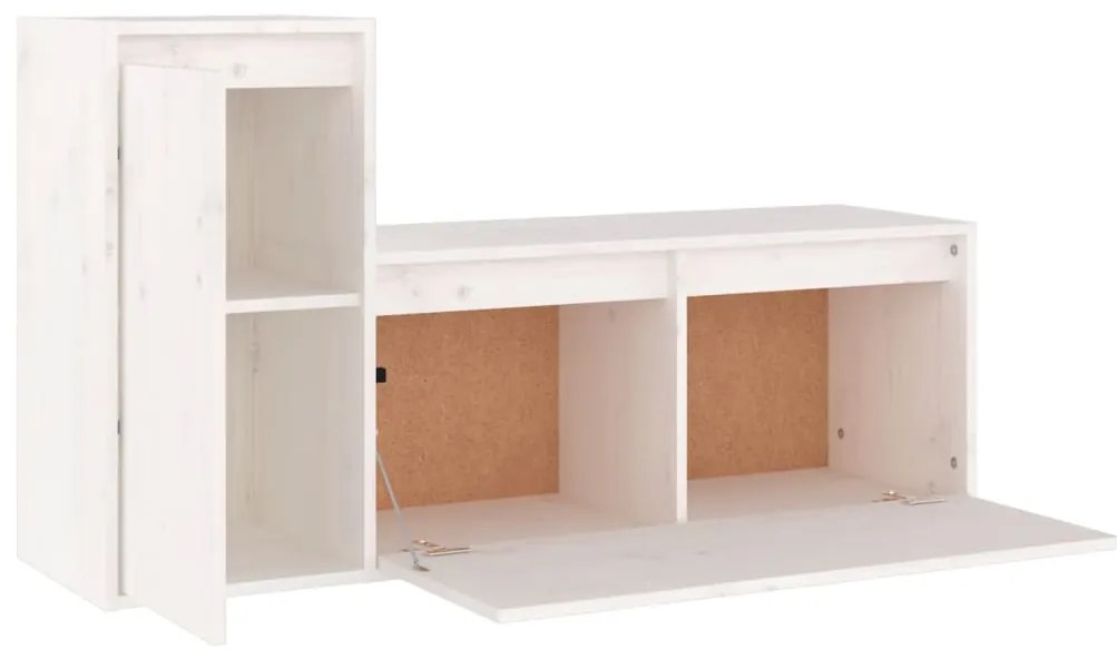 vidaXL Έπιπλα Τηλεόρασης 2 τεμ. Λευκά από Μασίφ Ξύλο Πεύκου