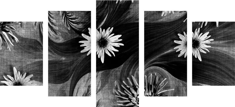 5 μέρη εικόνα λουλούδια σε ασπρόμαυρο φόντο