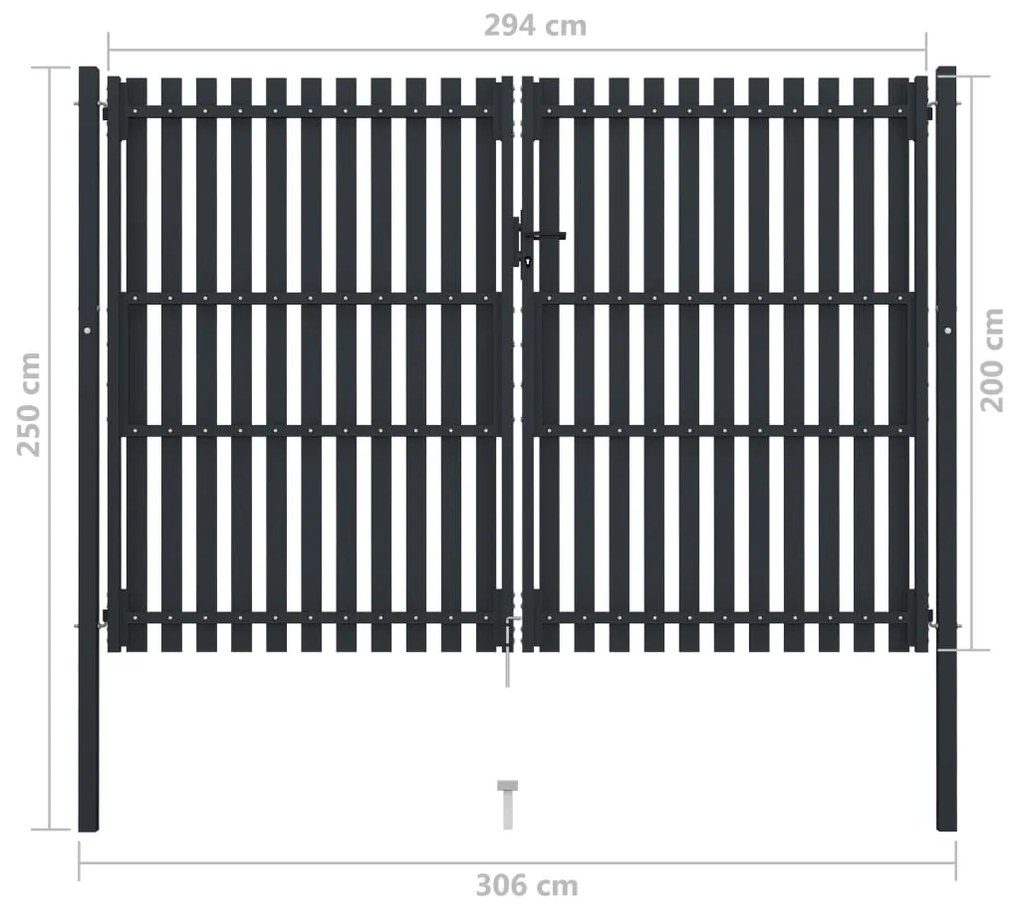 vidaXL Πόρτα με Διπλή Πόρτα και Φράχτη Ανθρακί 300x200 εκ. από Ατσάλι