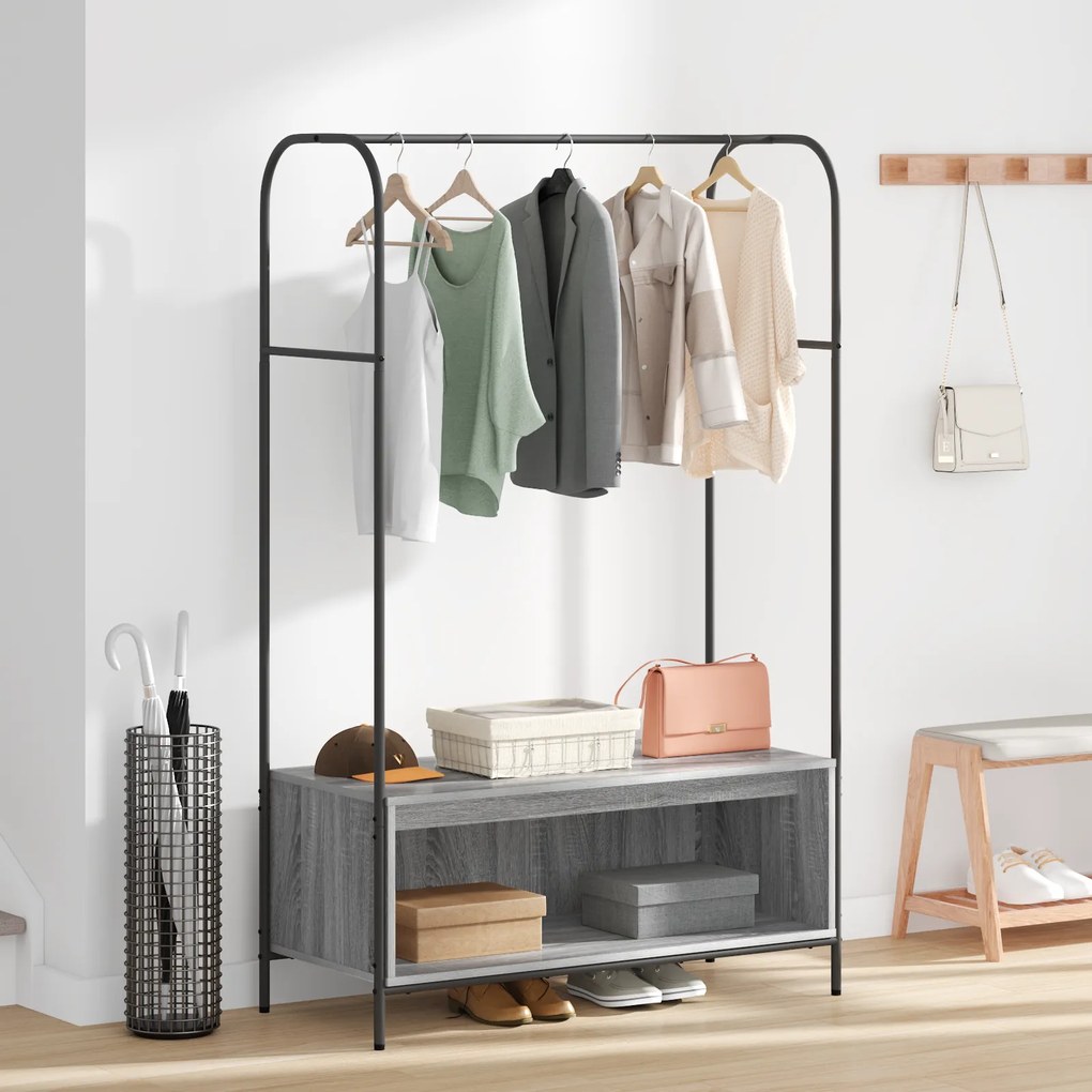 vidaXL Ράφι Ρούχων με Ράφια Γκρι Sonoma 100x44x160 εκ.