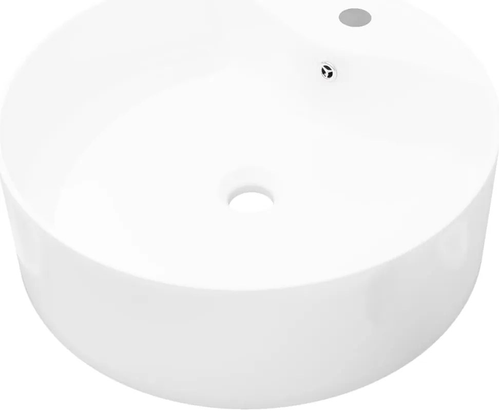 vidaXL Νιπτήρας Κυκλικός με Οπή Βρύσης / Υπερχείλισης Λευκός Κεραμικός
