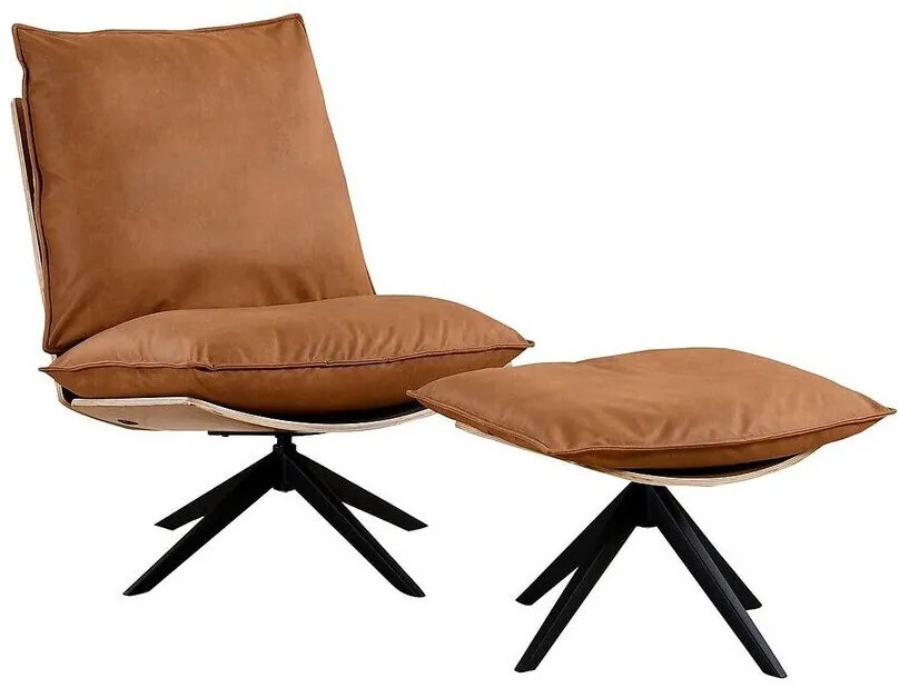 Πολυθρόνα Riverton 642, Καφέ, 95x77x84cm, Οικολογικό δέρμα, Πόδια: Μεταλλικά