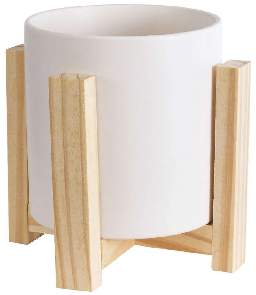 Κασπώ Puerto Rico 20542 Φ16x16cm White-Beige GloboStar Κεραμικό,Ξύλο