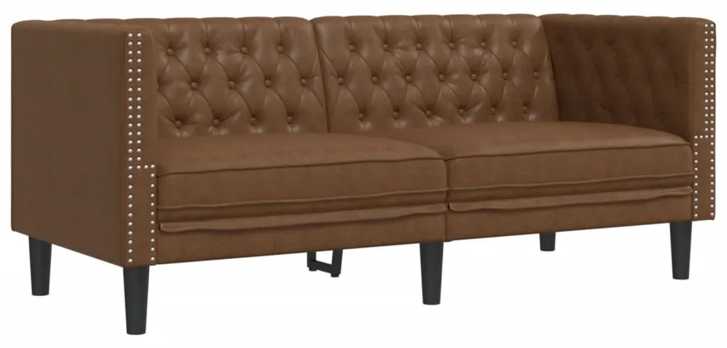 vidaXL Καναπές Chesterfield 2 τεμαχίων σετ καφέ δέρμα Faux Suede