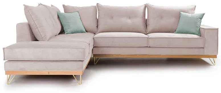 Γωνιακός καναπές δεξιά γωνία Luxury II pakoworld ύφασμα elephant-ciel 290x235x95εκ