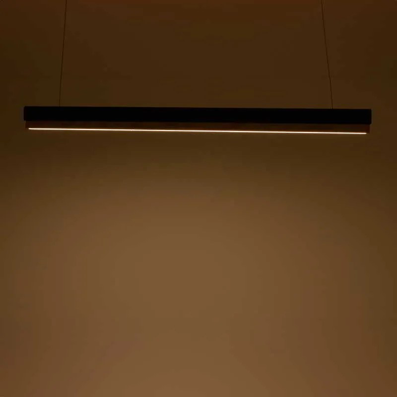 Φωτιστικό οροφής Rafmole pakoworld led μαύρο μέταλλο-ξύλο 120x7.5εκ