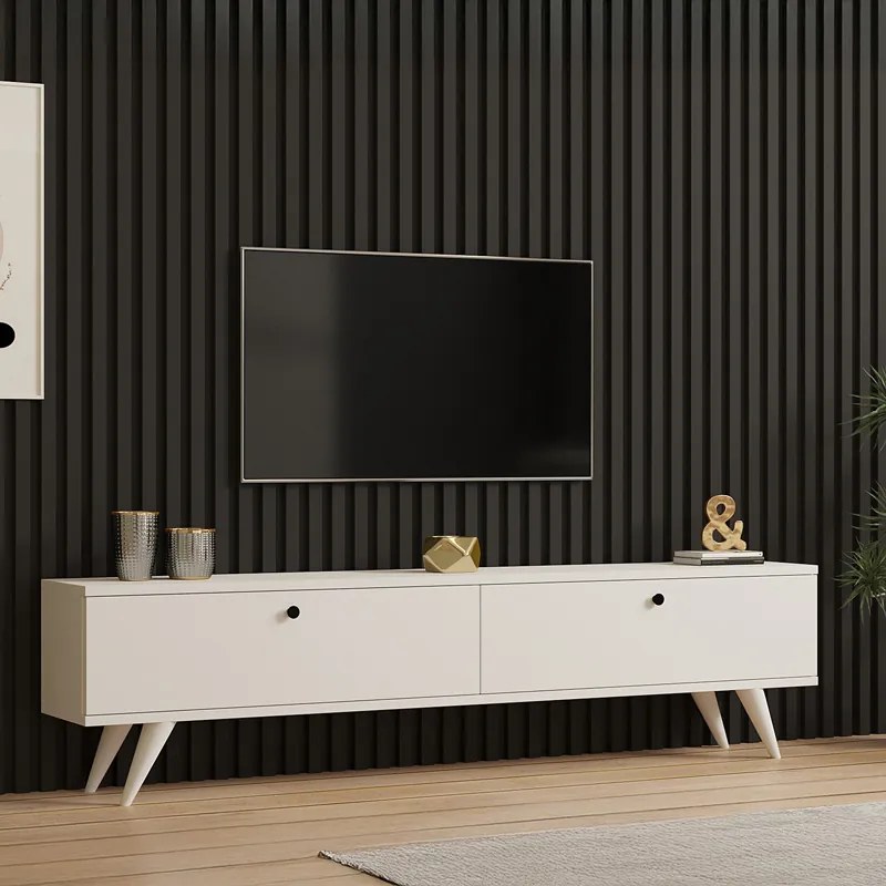 Έπιπλο τηλεόρασης Jate pakoworld σε λευκή απόχρωση 160x25x40εκ (1 τεμάχια)