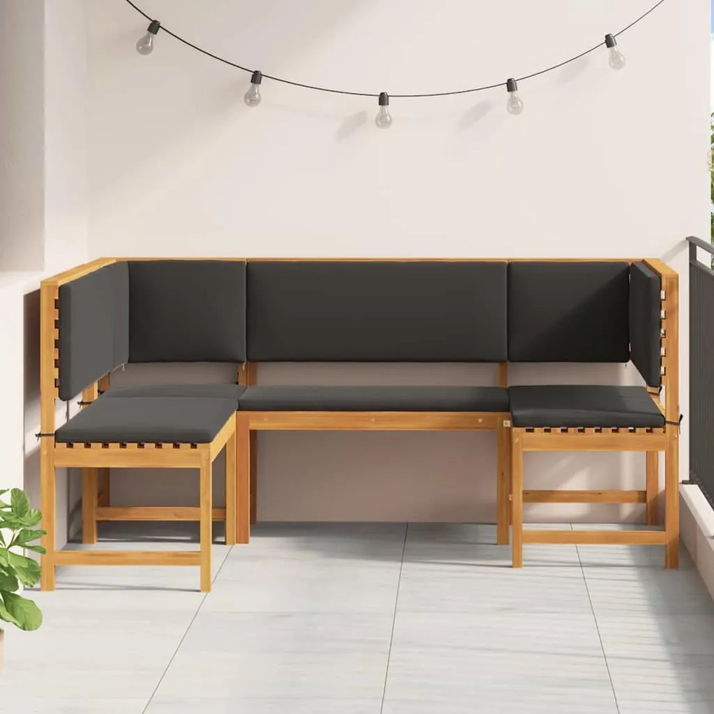 vidaXL Σετ Παγκάκι Κήπου 3 pcs Καφέ Μασίφ ξύλο ακακίας