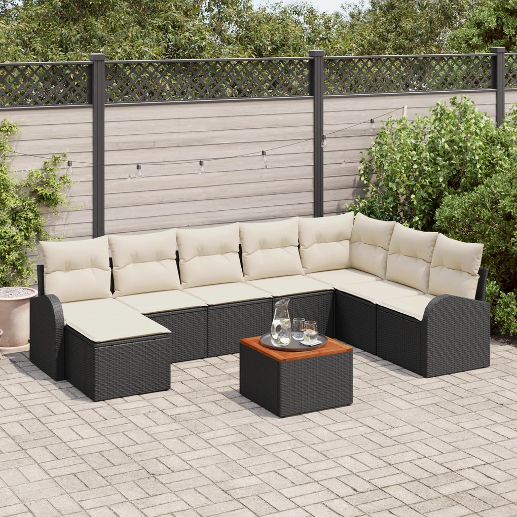 vidaXL Σετ Καναπέ Κήπου 9 pcs Μαύρος, λευκός