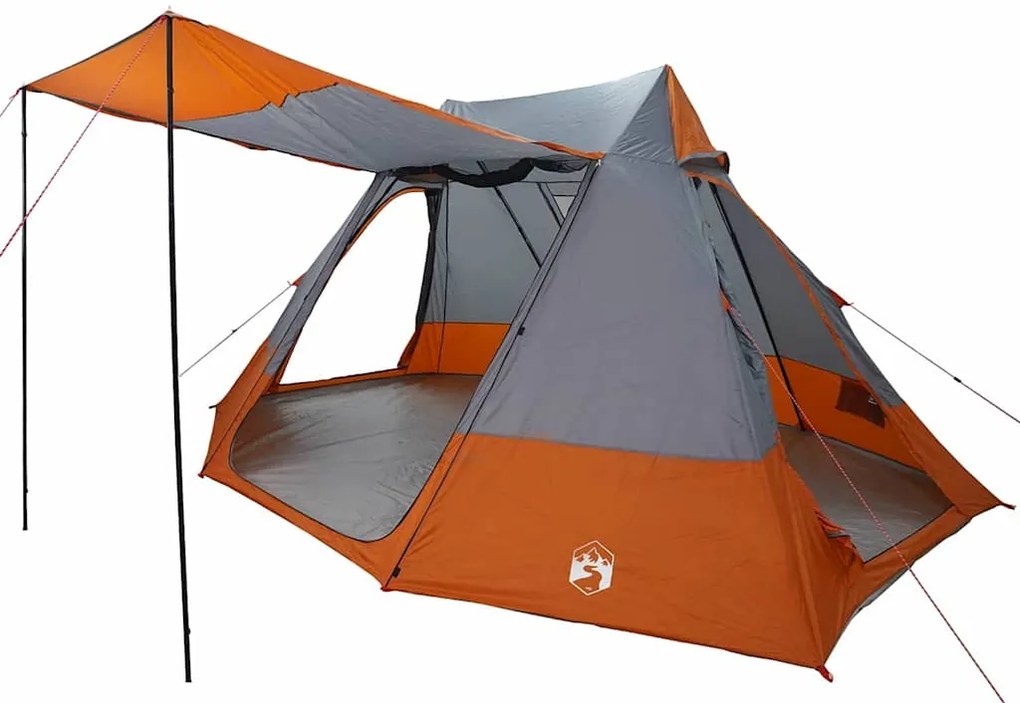 vidaXL Σκηνή Camping Γκρι και πορτοκαλί 482 x 360 x 227 εκ Πολυεστέρας