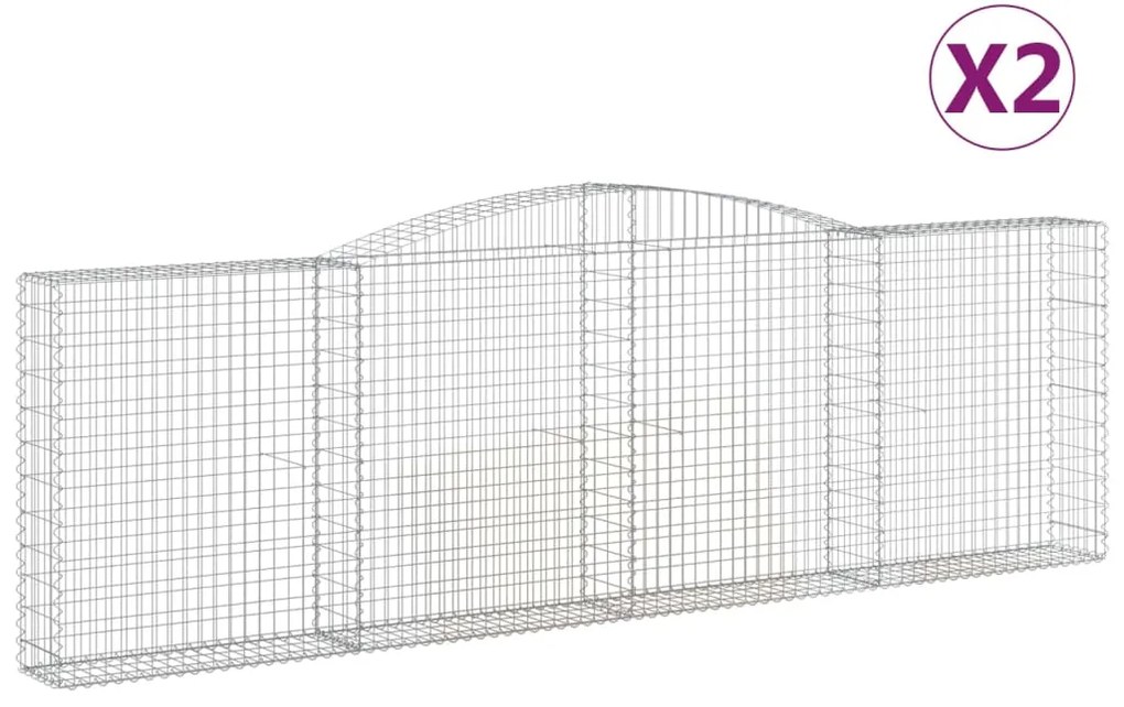 vidaXL Συρματοκιβώτια Τοξωτά 2 τεμ. 400x30x120/140 εκ. Γαλβαν. Ατσάλι
