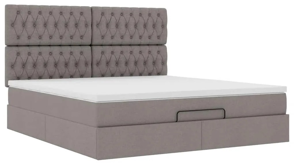 vidaXL Οθωμανικό κρεβάτι με στρώμα Taupe 160x200cm ύφασμα