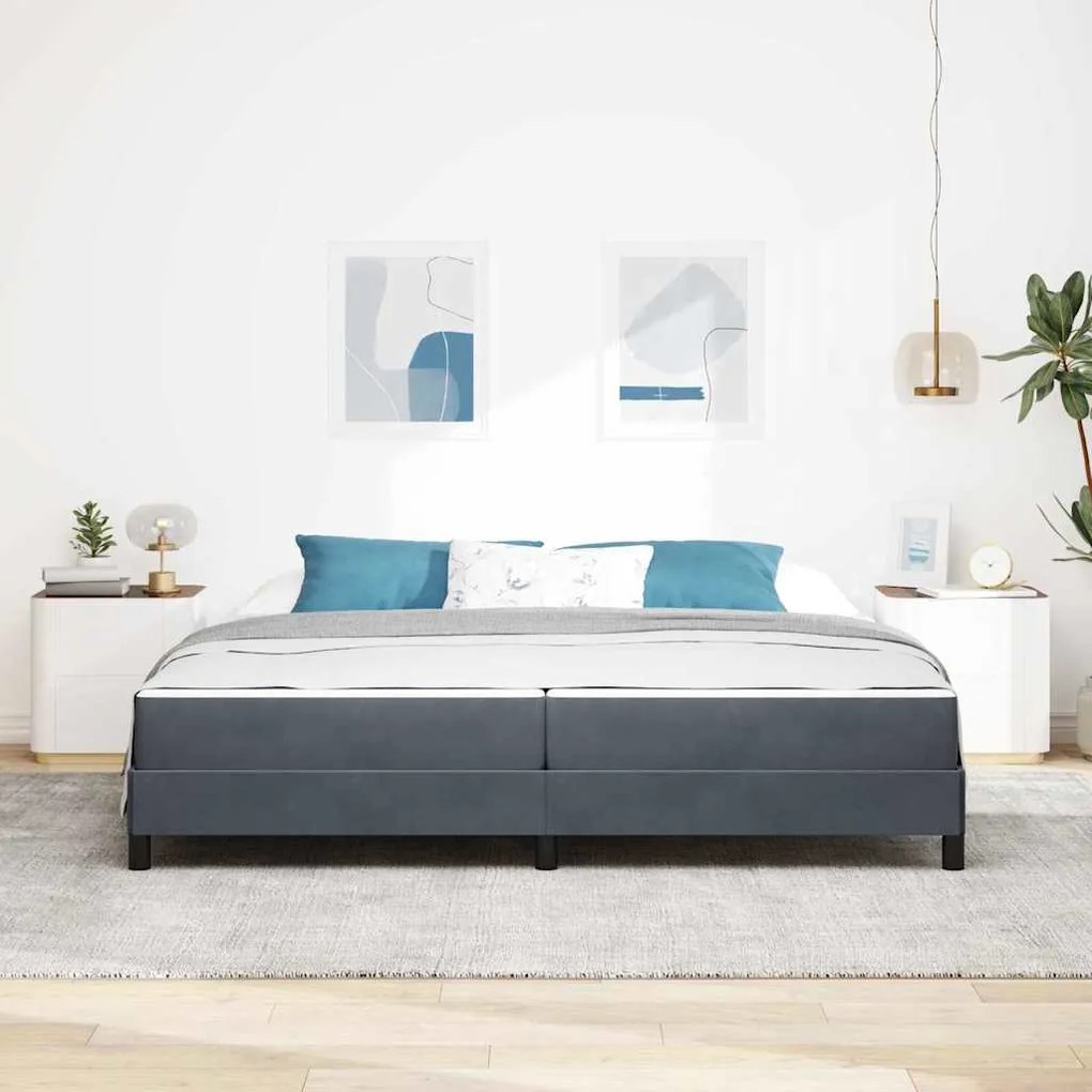 vidaXL Κρεβάτι box spring με στρώμα Σκούρο Γκρι 200 x 200 cm Βελούδο