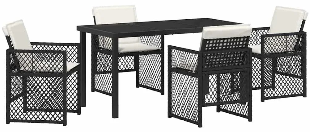 vidaXL Σέτ φαγητού για κήπο 5 pcs Μαύρο συνθετικό ρατάν