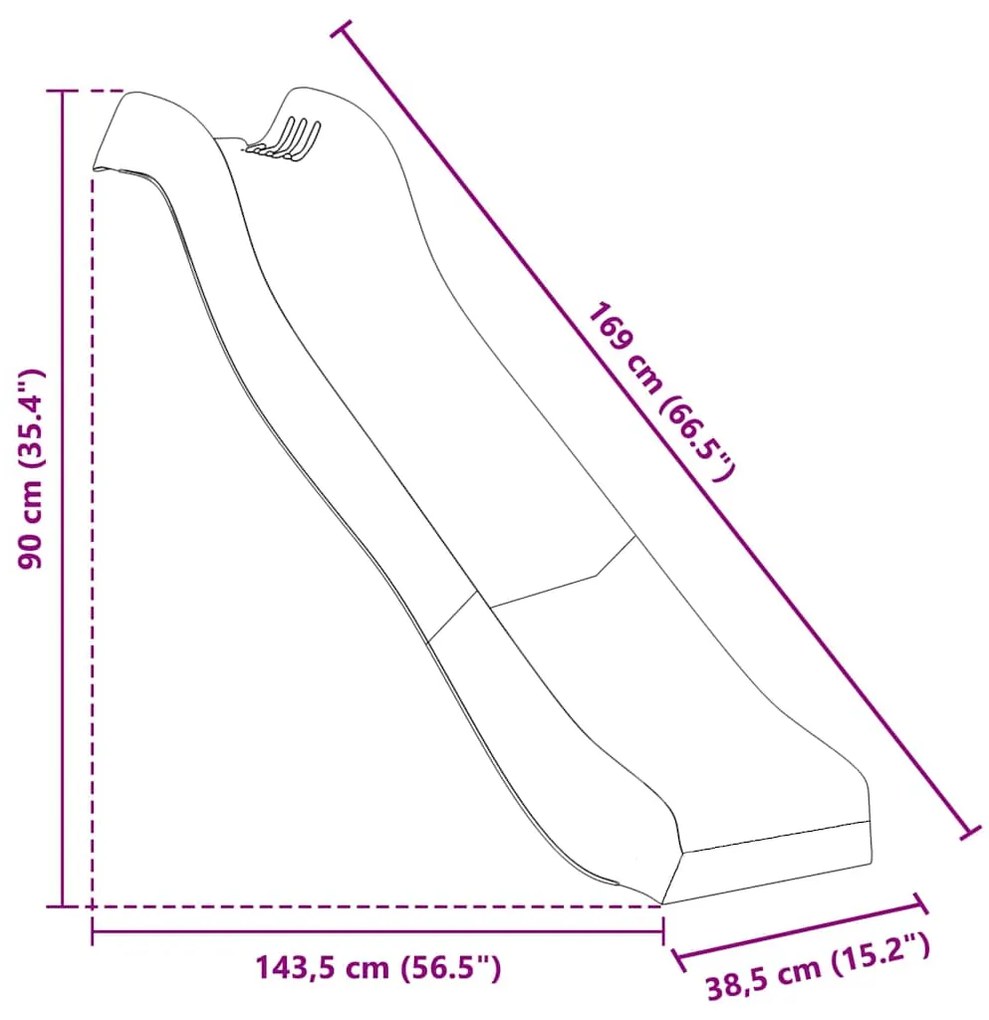 vidaXL Τσουλήθρα Μπλε 174 x 38 εκ. από Πολυπροπυλένιο