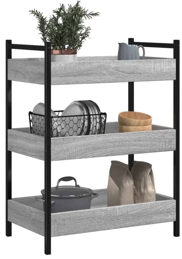 vidaXL Τρόλεϊ Κουζίνας Sonoma Γκρι 50x30x70 εκ. από Επεξεργασμένο Ξύλο