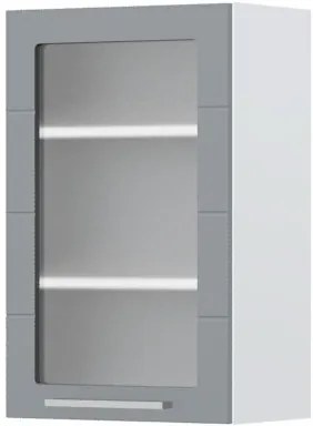 Ντουλάπι κρεμαστό Hudson V7-45-1KS με βιτρίνα-Λευκό - Γκρι - 45.00Χ32.00Χ72.00cm