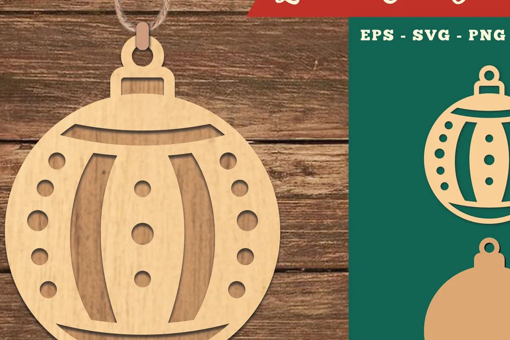 Σετ των 3 Intra απο ξύλο plywood 3mm-4mm πάχος Χριστουγεννιάτικη μπάλα με λέιζερ στολίδι 8 Δίασταση 8x8 cm INTRAFABR-109982578